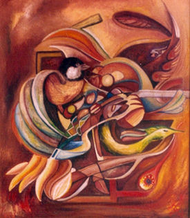 Canto oleo sobre madera Med: 70 x 60 cm.