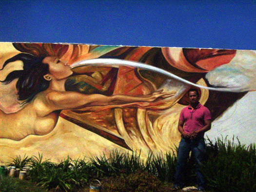 Pintando mural 